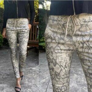 Bevy Flog Shely High Rise Drawstring Beigh/Black Python Stretch Pants Size 29